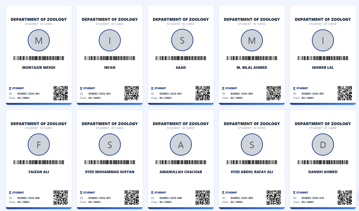 Student ID Card Generator — actual Attenda product screen